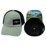 Mountains Hat, Dad Hat, Snapback, Green, Black, Mens Hat, Womens Hat, Main Picture