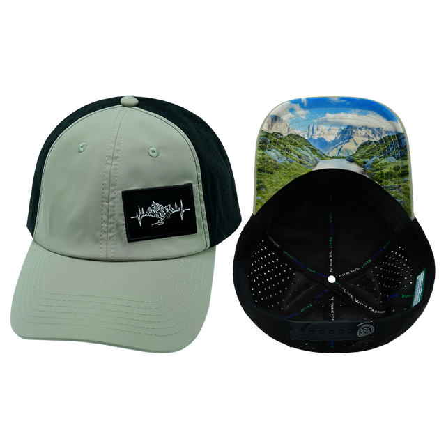 Mountains Hat, Dad Hat, Snapback, Green, Black, Mens Hat, Womens Hat, Main Picture