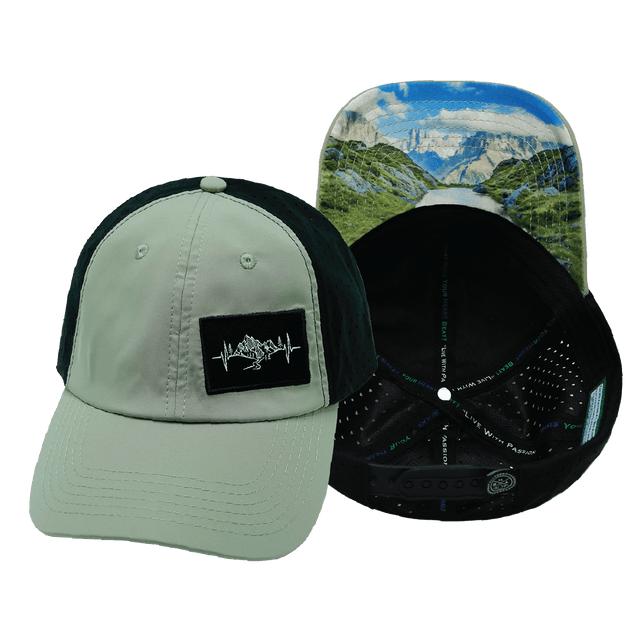 Mountains Hat, Dad Hat, Snapback, Green, Black, Mens Hat, Womens Hat, Main Picture