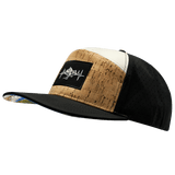 Mountains Hat, Flat Bill, Snapback Hat, Cork, Black, Cream, Mens Hat, Womens Hat, Side Picture