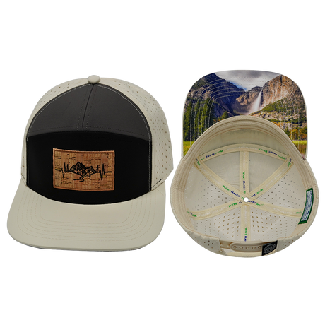 Mountains Hat, Flat Bill, Snapback Hat, Cream, Black, Charcoal, Mens Hat, Womens Hat, Main Picture