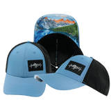 Mountains Hat, Low Profile, Ponytail, Snapback Hat, Blue, Blacck, Mens Hat, Womens Hat, Main Picture 