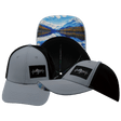 Mountains Hat, Low Profile, Ponytail, Snapback Hat, Gray Blue, Blacck, Mens Hat, Womens Hat, Main Picture 