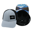 Mountains Hat, Low Profile, Ponytail, Snapback Hat, Gray Blue, Blacck, Mens Hat, Womens Hat, Main Picture 