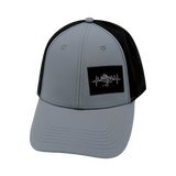 Mountains Hat, Low Profile, Ponytail, Snapback Hat, Gray Blue, Black, Mens Hat, Womens Hat, Front Picture