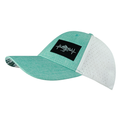 Mountains Hat, Low Profile, Ponytail, Snapback Hat, Teal, White, Mens Hat, Womens Hat, Side Picture