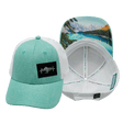 Mountains Hat, Low Profile, Ponytail, Snapback Hat, Teal, White, Mens Hat, Womens Hat, Main Picture 