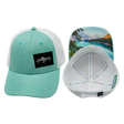 Mountains Hat, Low Profile, Ponytail, Snapback Hat, Teal, White, Mens Hat, Womens Hat, Main Picture 