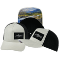 Mountains Hat - Trucker Hat - Corduroy - Cream / Black - Laser Mesh