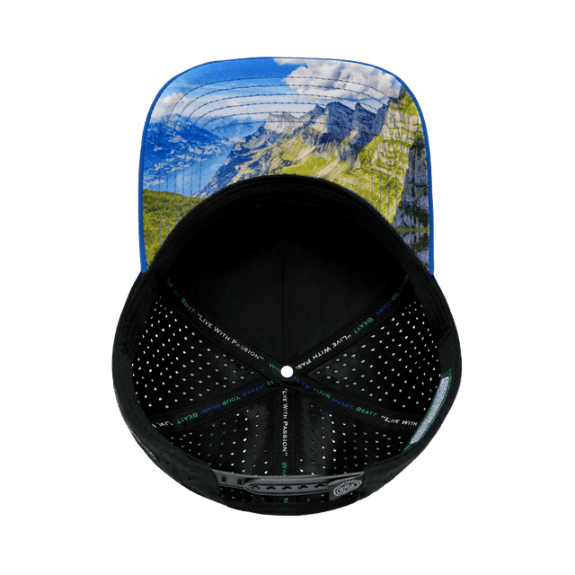 Mountains Hat, Trucker Hat, Snapback Hat, Royal Blue, Black, Mens Hat, Womens Hat, Underbill Picture