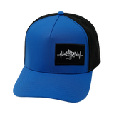 Mountains Hat, Trucker Hat, Snapback Hat, Royal Blue, Black, Mens Hat, Womens Hat, Front Picture