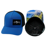 Mountains Hat, Trucker Hat, Snapback Hat, Royal Blue, Black, Mens Hat, Womens Hat, Main Picture