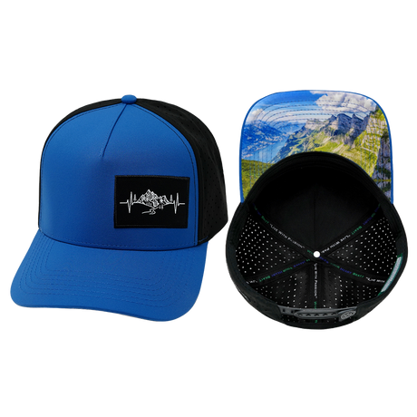 Mountains Hat, Trucker Hat, Snapback Hat, Royal Blue, Black, Mens Hat, Womens Hat, Main Picture