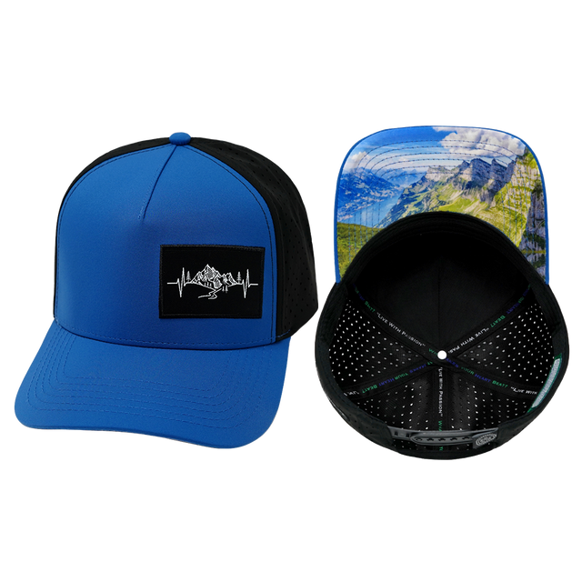 Mountains Hat, Trucker Hat, Snapback Hat, Royal Blue, Black, Mens Hat, Womens Hat, Main Picture