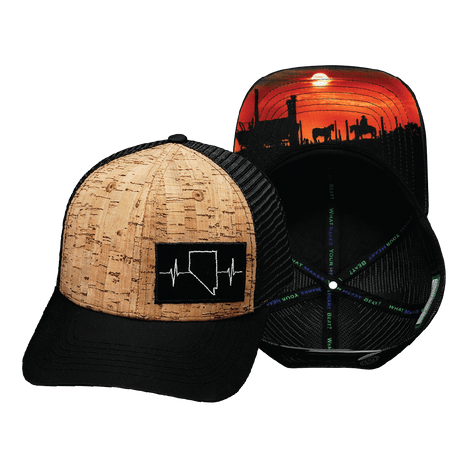 Nevada Hat, Baseball Hat, Snapback Hat, Cork, Black, Mens Hat, Womens Hat, Main Picture