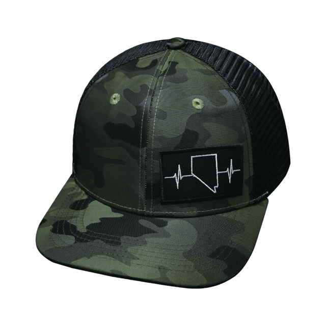 Nevada Hat, Baseball Hat, Snapback Hat, Green Camo, Black, Mens Hat, Womens Hat, Front Picture