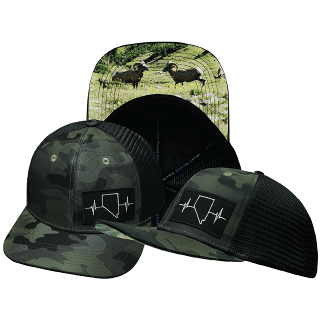 Nevada Hat, Baseball Hat, Snapback Hat, Green Camo, Black, Mens Hat, Womens Hat, Main Picture