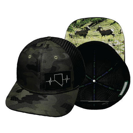 Nevada Hat, Baseball Hat, Snapback Hat, Green Camo, Black, Mens Hat, Womens Hat, Main Picture