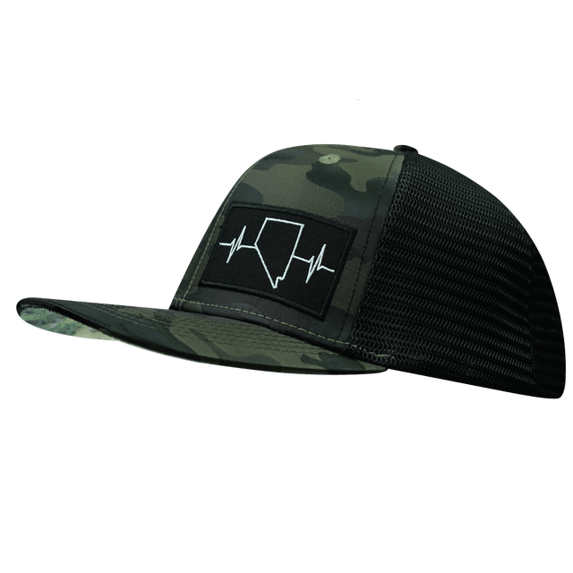 Nevada Hat, Baseball Hat, Snapback Hat, Green Camo, Black, Mens Hat, Womens Hat, Side Picture