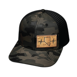 Nevada Hat, Baseball Hat, Snapback Hat, Tan Camo, Black, Mens Hat, Womens Hat, Front Picture