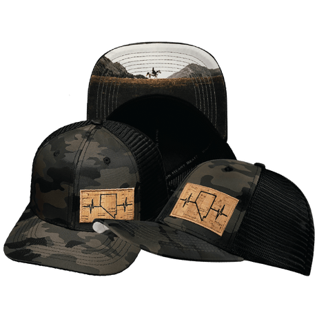 Nevada Hat, Baseball Hat, Snapback Hat, Tan Camo, Black, Mens Hat, Womens Hat, Main Picture