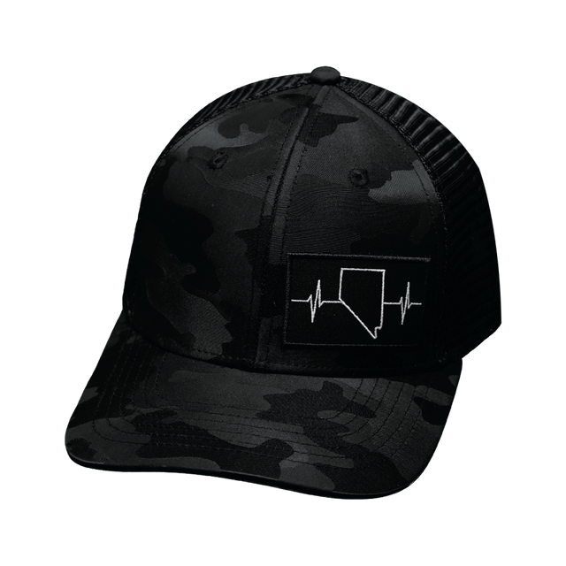 Nevada Hat, Baseball Hat, Snapback Hat, Black Camo, Black, Mens Hat, Womens Hat, Front Picture