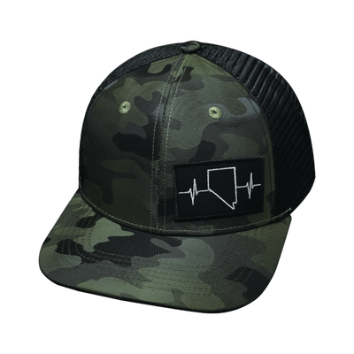 Nevada Hat, Baseball Hat, Snapback Hat, Green Camo, Black,  Mens Hat, Womens Hat, Front Picture