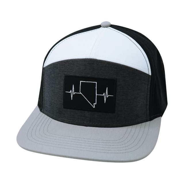 Nevada Hat, Flat Bill, Snapback Hat, Gray, Charcoal, White, Black, Mens Hat, Womens Hat, Front Picture