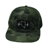 Nevada Hat, Flat Bill, Snapback Hat, Green Camo, Mens Hat, Womens Hat, Front Picture