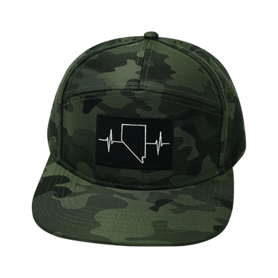 Nevada Hat, Flat Bill, Snapback Hat, Green Camo, Mens Hat, Womens Hat, Front Picture