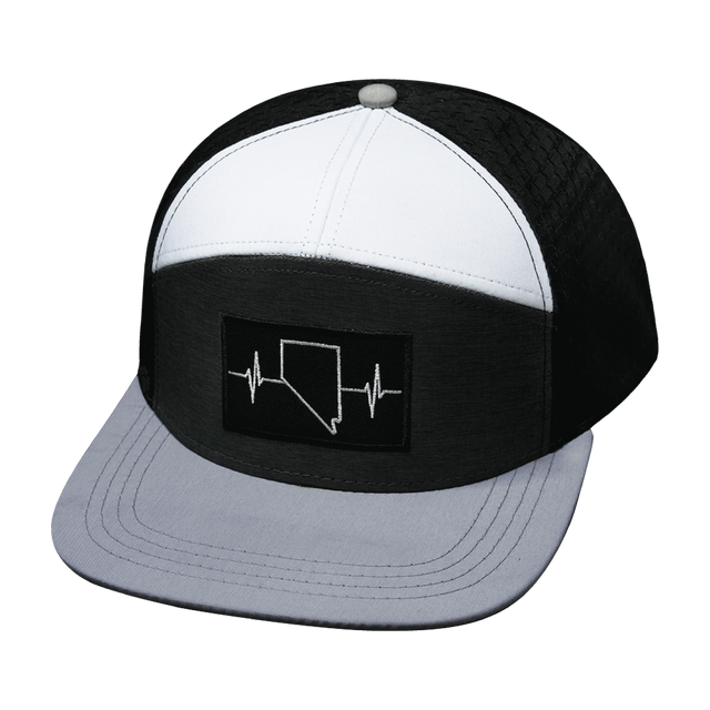 Nevada Hat, Flat Bill, Snapback Hat, Gray, Charcoal, White, Black, Mens Hat, Womens Hat, Front Picture