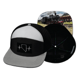 Nevada Hat, Flat Bill, Snapback Hat, Gray, Charcoal, White, Black, Mens Hat, Womens Hat, Main Picture