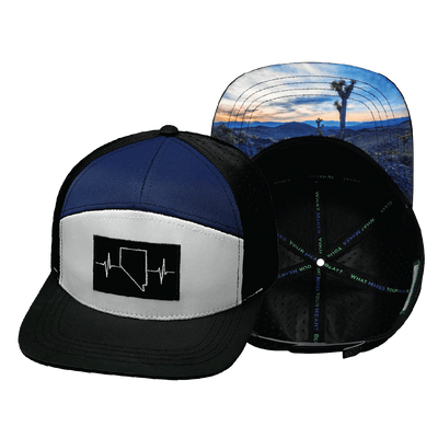 Nevada Hat — Flat Bill, Black / White / Navy, Laser Mesh