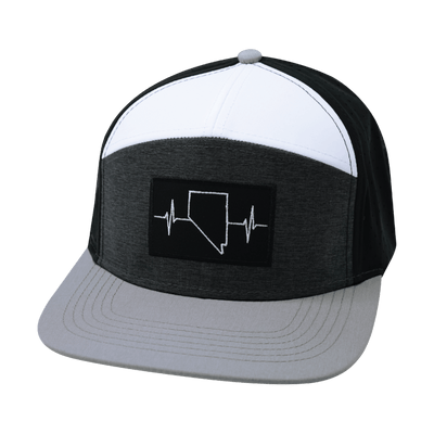 Nevada Hat, Flat Bill, Snapback Hat, Gray, Charcoal, White, Black, Mens Hat, Womens Hat, Front Picture