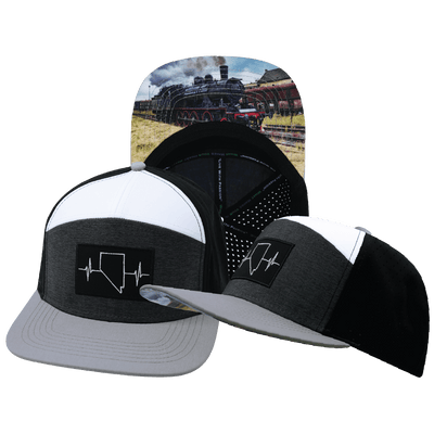 Nevada Hat — Flat Bill, Gray / Charcoal / White / Black, Laser Mesh