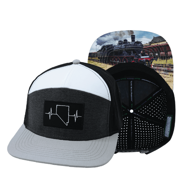 Nevada Hat, Flat Bill, Snapback Hat, Gray, Charcoal, White, Black, Mens Hat, Womens Hat, Main Picture