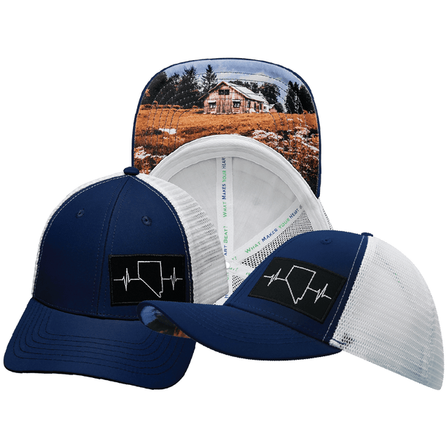 Nevada Hat, Low Profile, Snapback Hat, Navy, White, Mens Hat, Womens Hat, Main Picture 