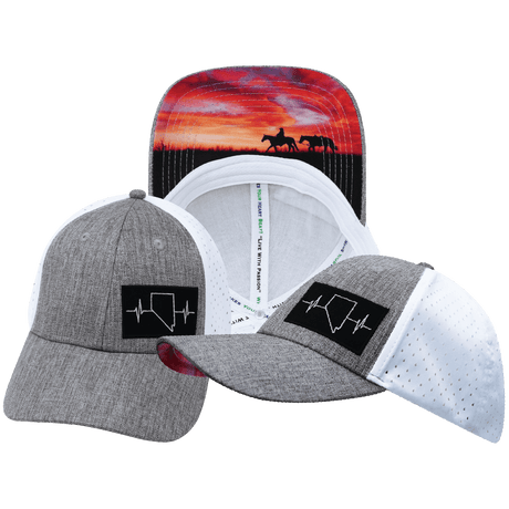 Nevada Hat, Low Profile, Ponytail, Snapback Hat, Heather Gray, White, Mens Hat, Womens Hat, Main Picture 