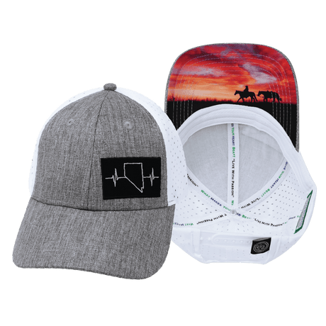 Nevada Hat, Low Profile, Ponytail, Snapback Hat, Heather Gray, White, Mens Hat, Womens Hat, Main Picture 