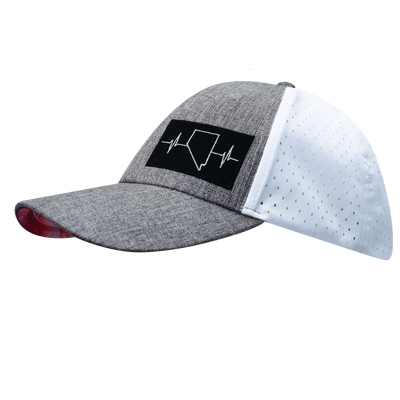 Nevada Hat, Low Profile, Ponytail, Snapback Hat, Heather Gray, White, Mens Hat, Womens Hat, Side Picture 