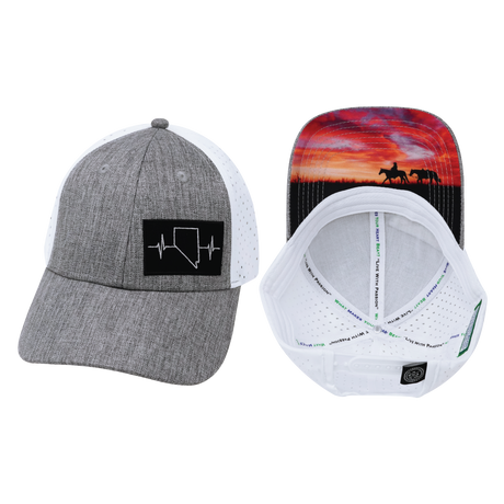 Nevada Hat, Low Profile, Ponytail, Snapback Hat, Heather Gray, White, Mens Hat, Womens Hat, Main Picture 