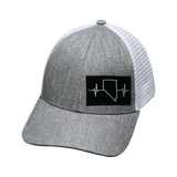 Nevada Hat, Low Profile, Snapback Hat, Heather Gray, White, Mens Hat, Womens Hat, Front Picture 