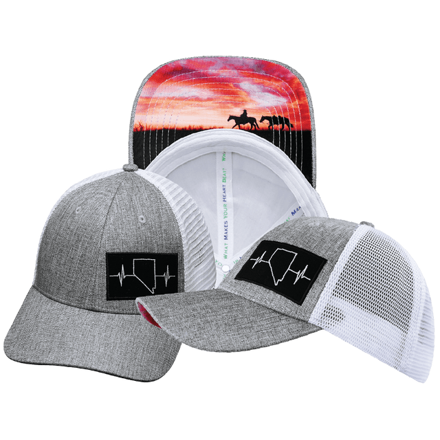 Nevada Hat, Low Profile, Snapback Hat, Heather Gray, White, Mens Hat, Womens Hat, Main Picture 