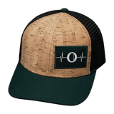 Oceanside Hat, Baseball Hat, Snapback Hat, Cork, Green, Black, Mens Hat, Womens Hat, Front Picture
