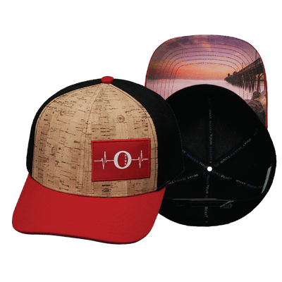 Oceanside "Oside" Hat — Baseball Hat Fit, Cork, Red / Black, Fabric Back