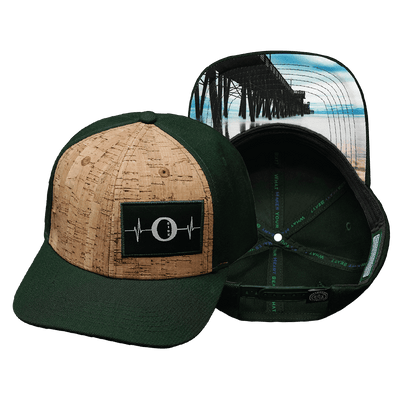 Oceanside "Oside" Hat — Baseball Hat Fit, Cork, Green, Fabric Back