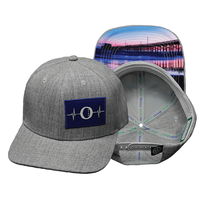 Oceanside Hat, Baseball Hat, Snapback Hat, Fabric Back, Heather Gray, Mens Hat, Womens Hat, Main Picture