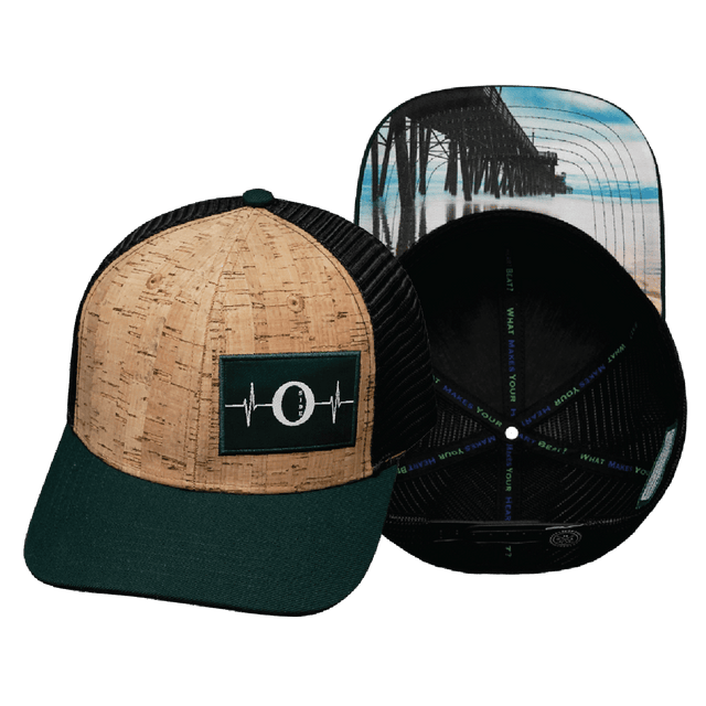 Oceanside Hat, Baseball Hat, Snapback Hat, Cork, Green, Black, Mens Hat, Womens Hat, Main Picture