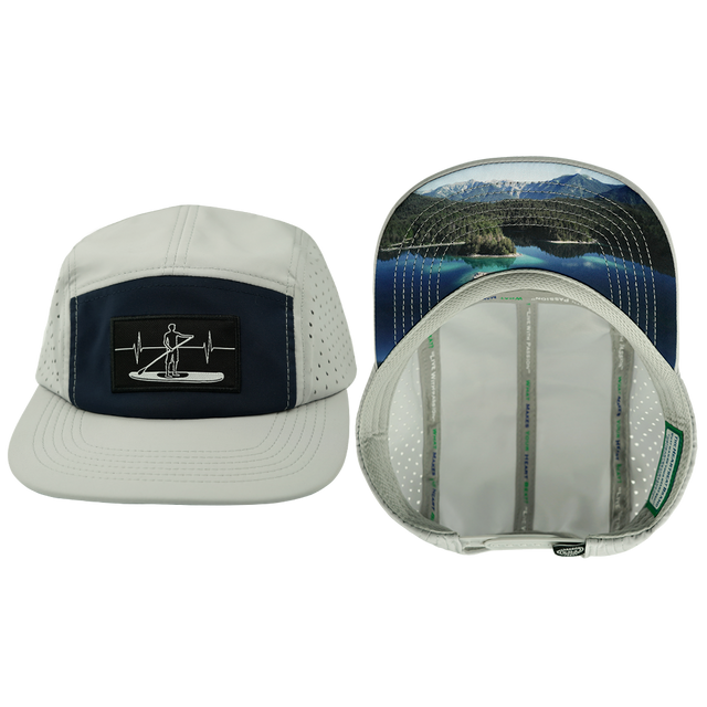 Paddle Board Hat, 5 Panel Hat, Snapback, Gray, Navy, Mens Hat, Womens Hat, Main Picture