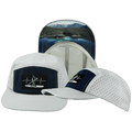 Paddle Board Hat - 5 Panel - Gray / Navy - Laser Mesh
